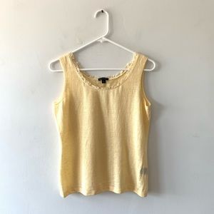 Lafayette 148 Yellow Linen Lace Trim Tank Top